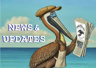 An image of a Pelican as Newsboy